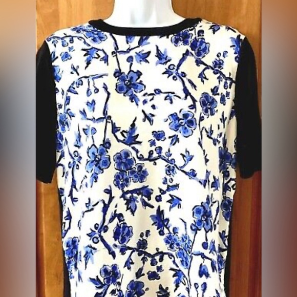 Tory Birch Branches Silk and Merino Wool T Shirt Sweater Size M - Picture 3 of 5